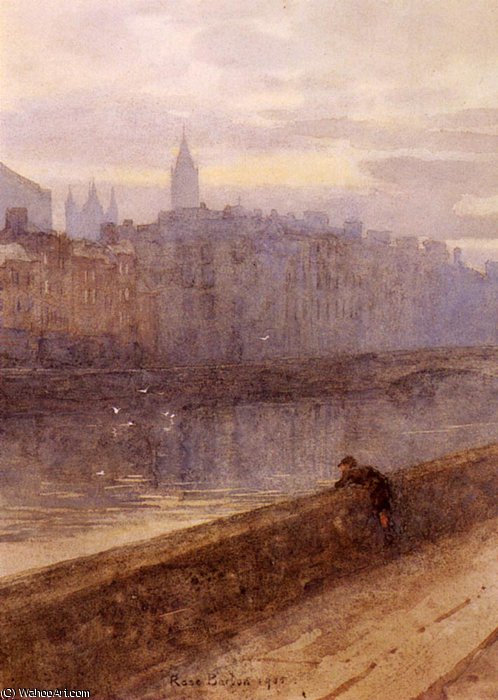 Evening On The River Liffey With St. John's Church In Distan — Rose Maynard Barton