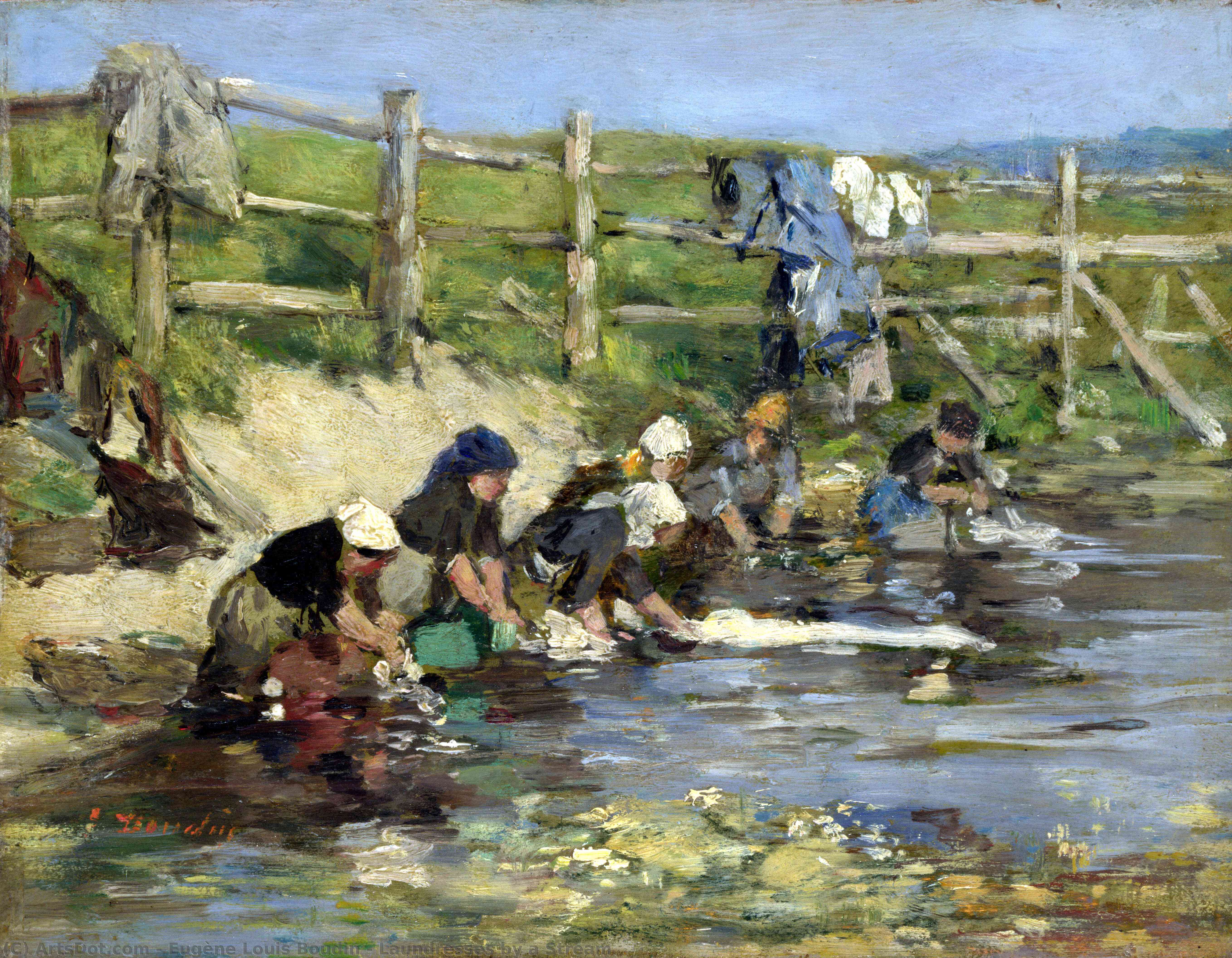 Laundresses By A Stream — Eugène Louis Boudin