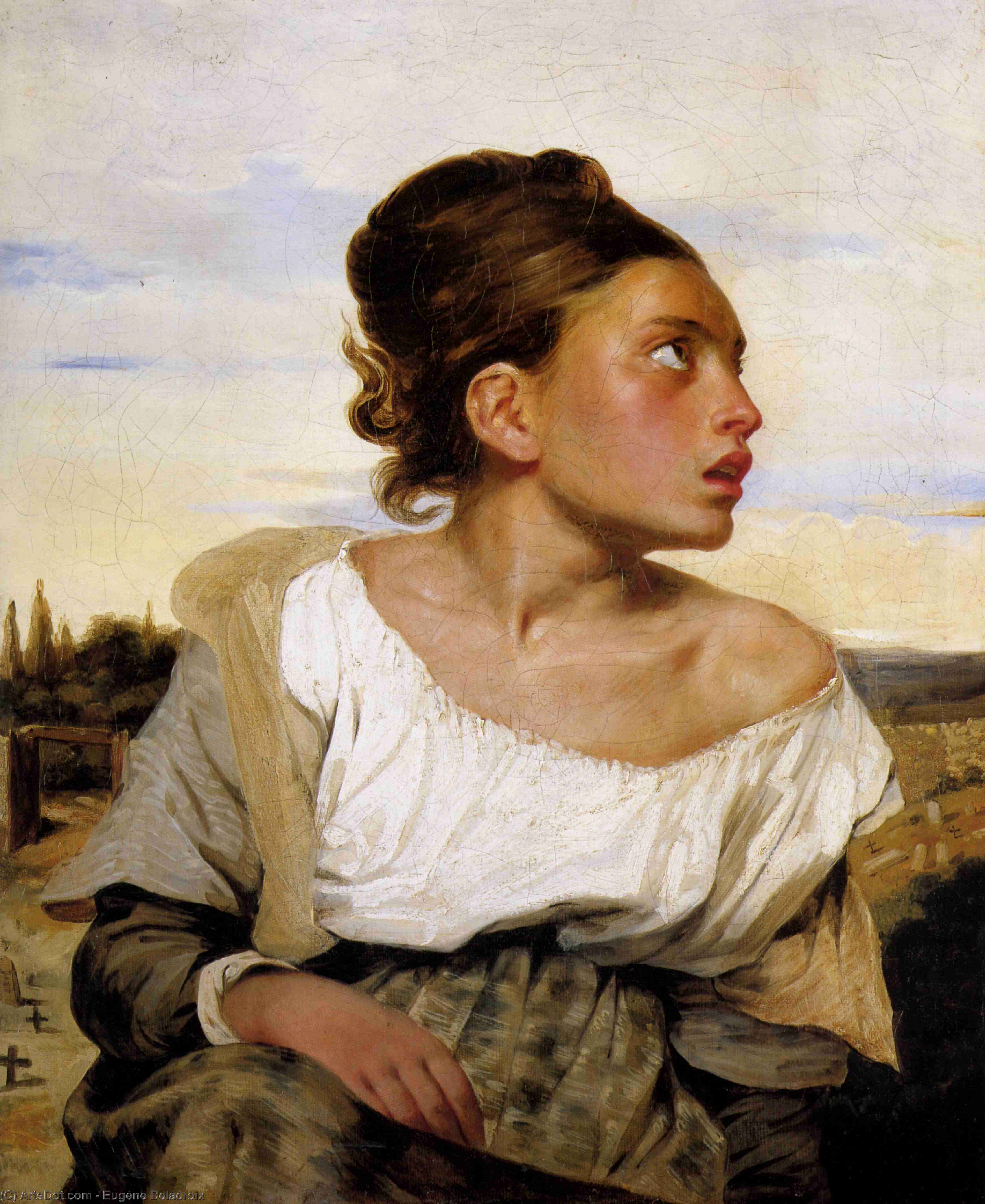 Girl Seated In A Cemetery — Eugène Delacroix