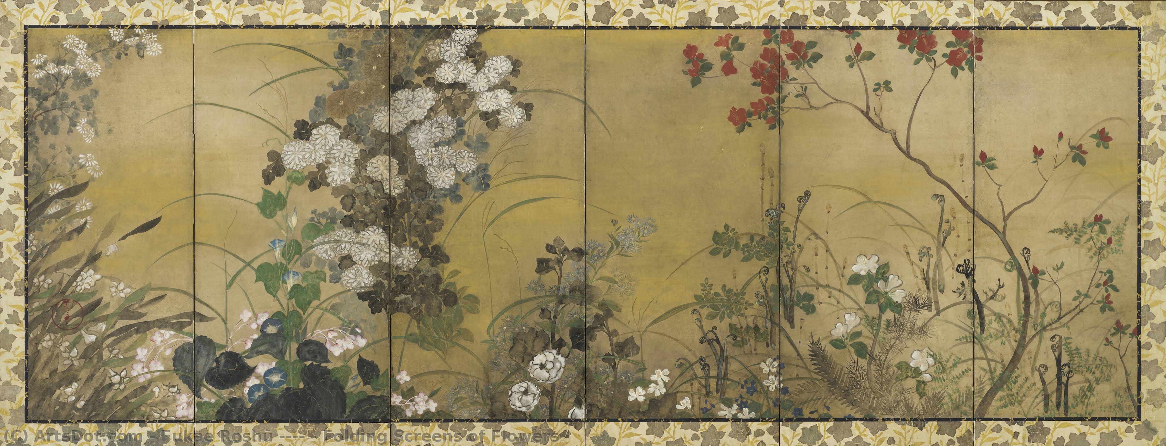 Folding Screens Of Flowers — Fukae Roshū 深江蘆舟