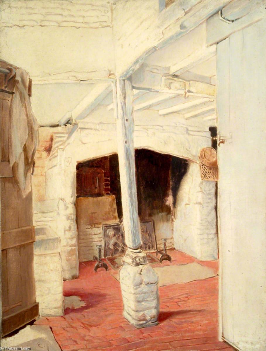 Fireplace And Post In Centre Of Room In Cottage At Godstone, Surrey — Ernest C Christie
