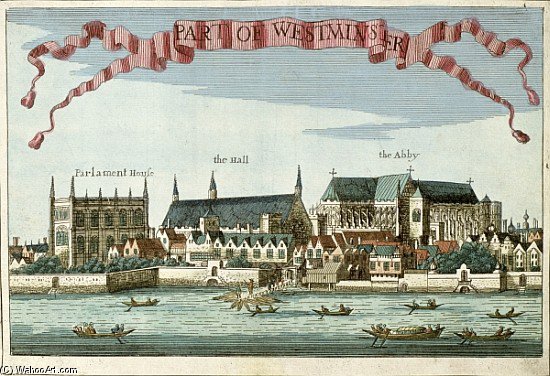Westminster Showing The Abbey, Hall And Parliament House, From ''a Book Of The Prospects Of The Rema — Robert Morden