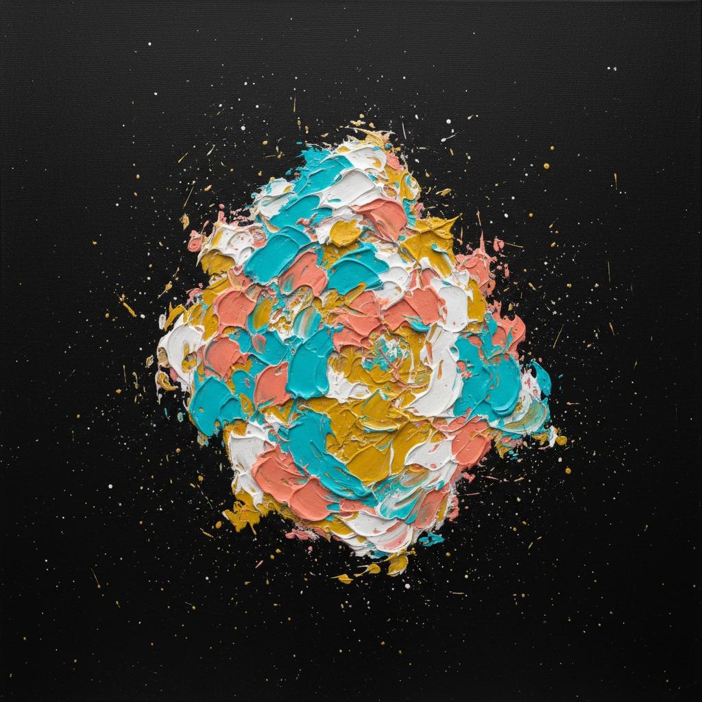 Primordial Resonance: A Sculptural Burst Of Teal And Ochre Within The Eternal Void — Christian Noiret