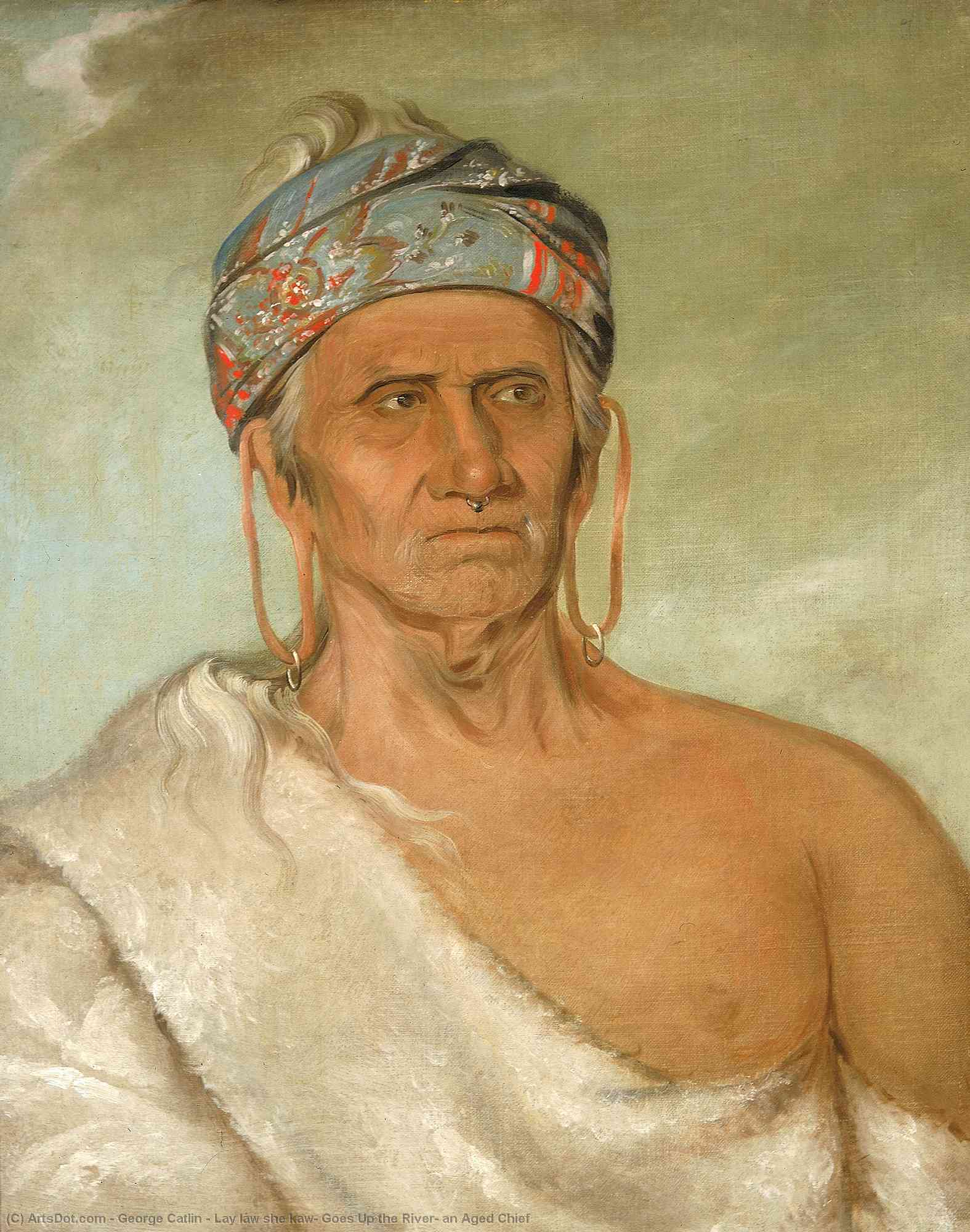 Lay Láw She Kaw, Fährt Den Fluss Hinauf, Ein Alter Häuptling — George Catlin