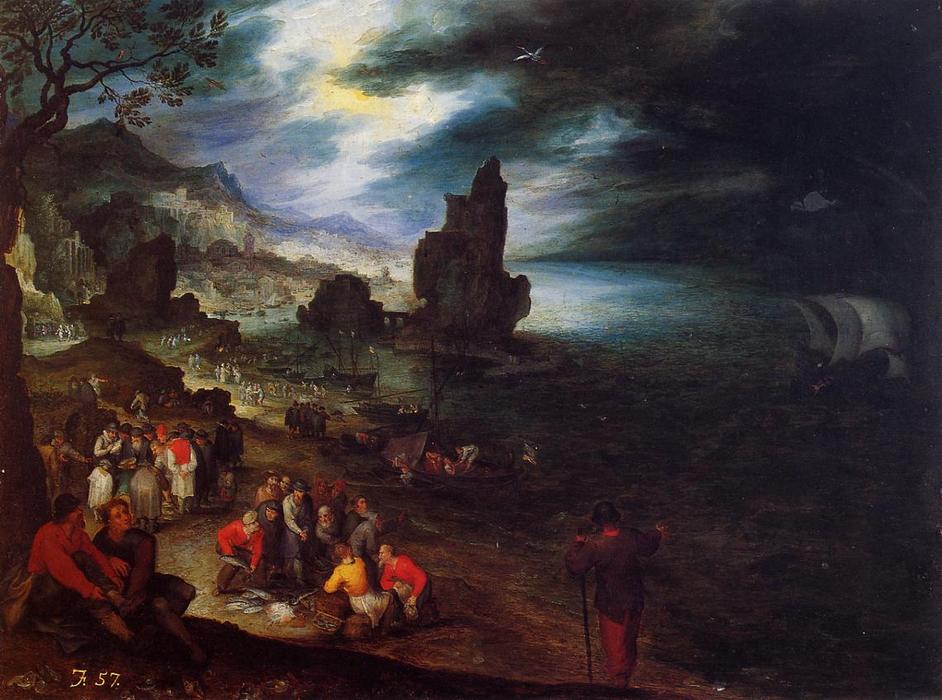 Coastal Landscape With The Sacrifice Of Jonas — Jan Brueghel The Elder