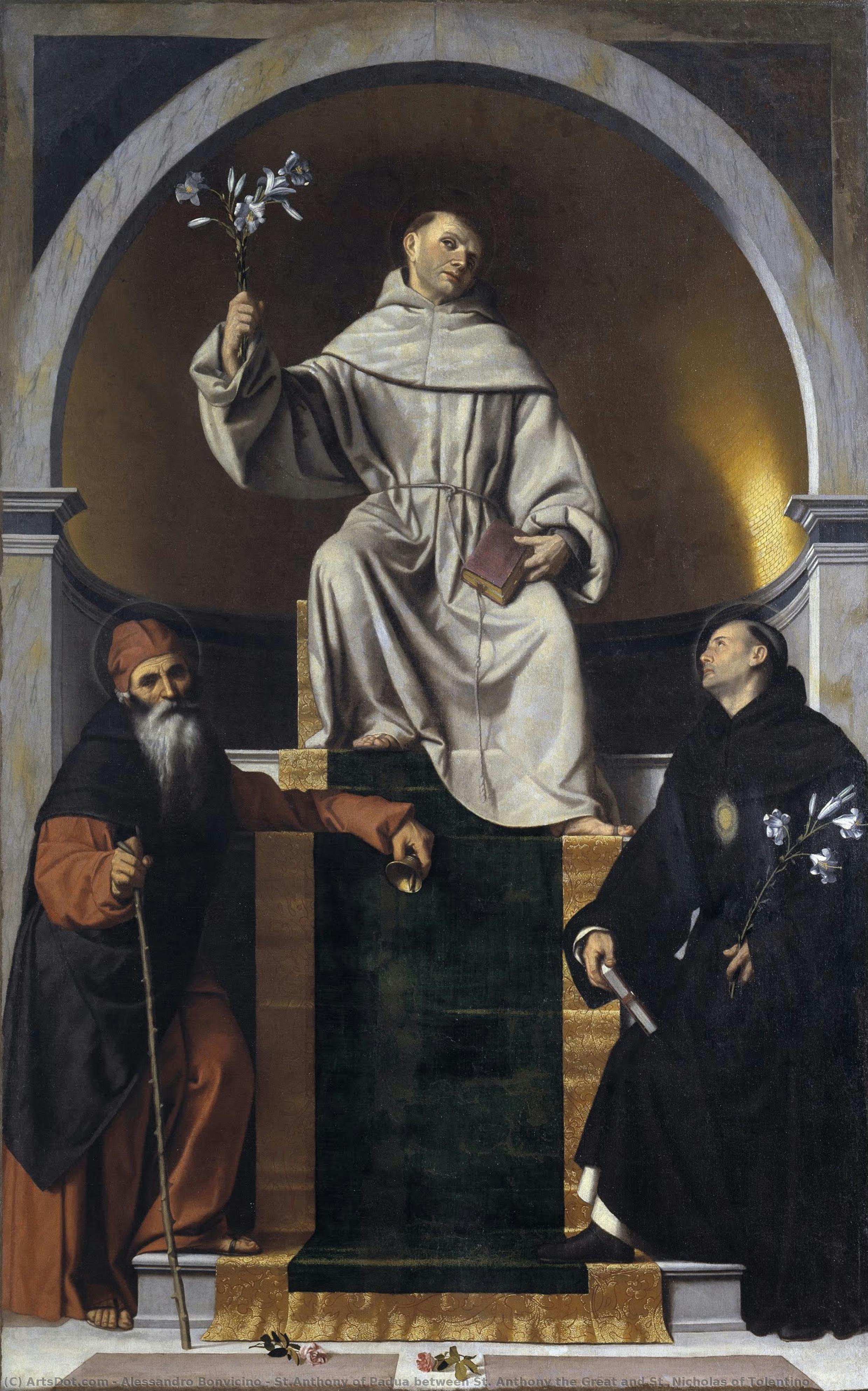 St.anthony Of Padua Between St. Anthony The Great And St. Nicholas Of Tolentino — Alessandro Bonvicino