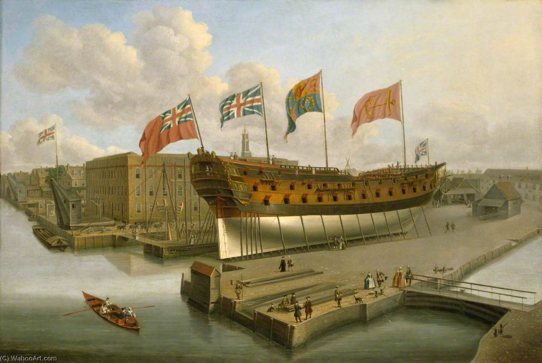 The 'buckingham' On The Stocks At Deptford — John Cleveley The Elder