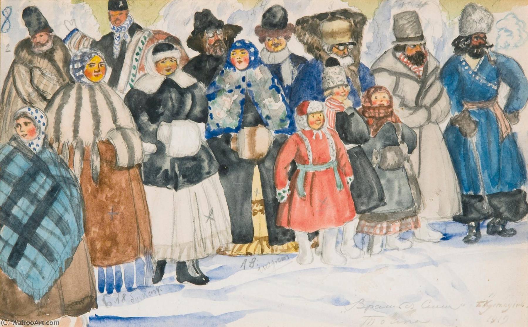 Design For The Spectators In The Power Of The Fiend — Boris Mikhailovich Kustodiev