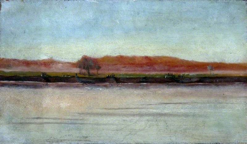 Landscape With A River Or Lake Shore And Mountains — Caroline Emily Gray Hill