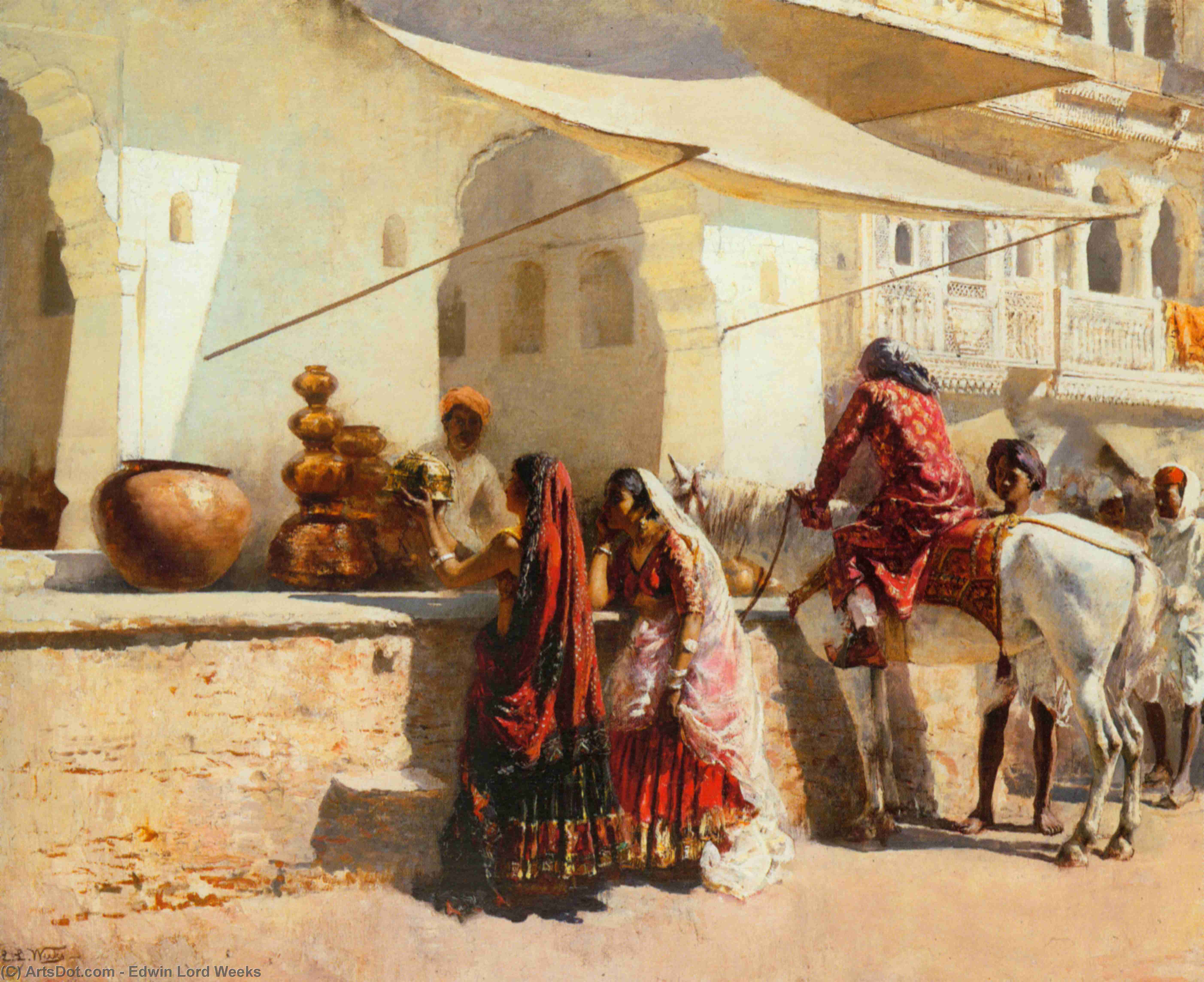 A Street Market Scene, India — Edwin Lord Weeks