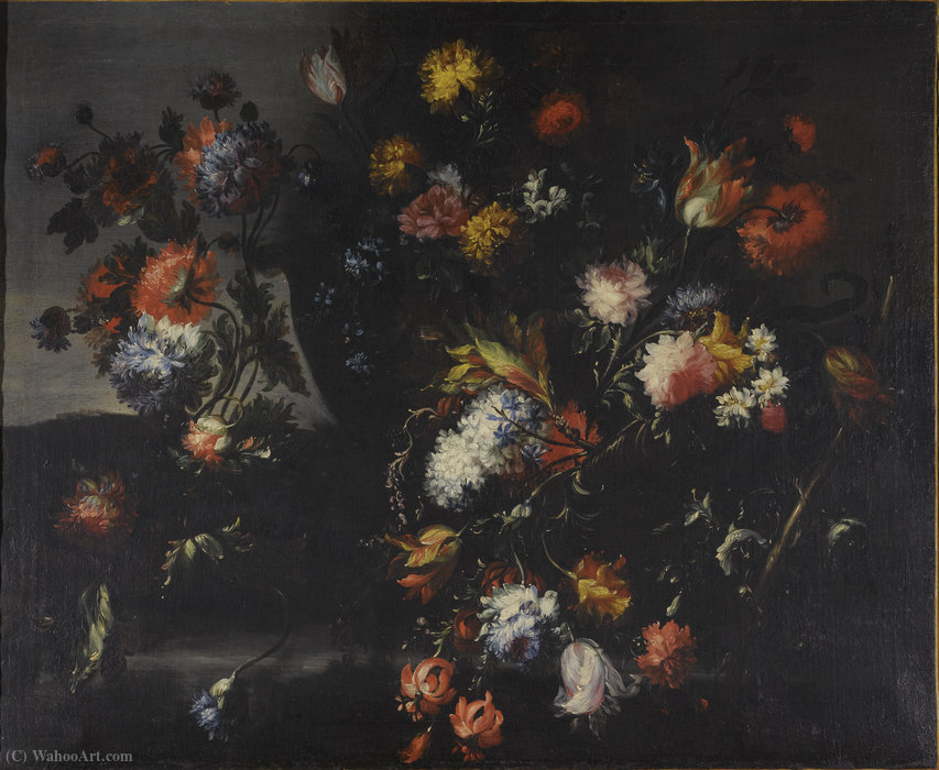 Still Lifes Of Mixed Flowers In Urns And Baskets — Margherita Caffi