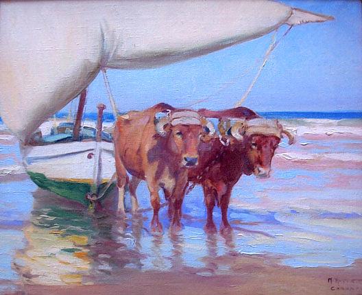 Coming Ashore, Cabanal, (painting) — Mathias Joseph Alten