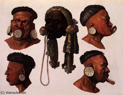 Heads Of Botocudos Indians — Gallo Gallina