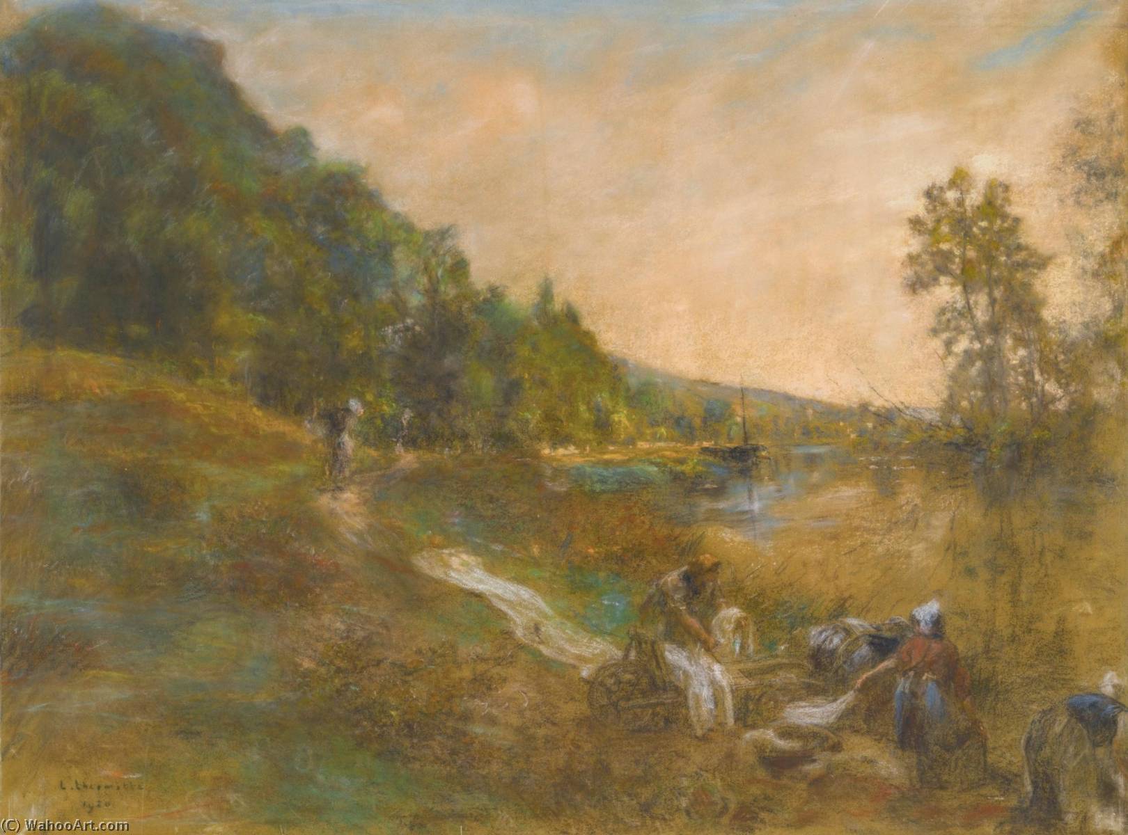 Laveuses À La Marne, Le Matin — Léon Augustin L'hermitte