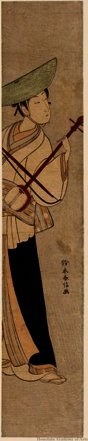 Traveling Musician Playing Kokyu — Suzuki Harunobu
