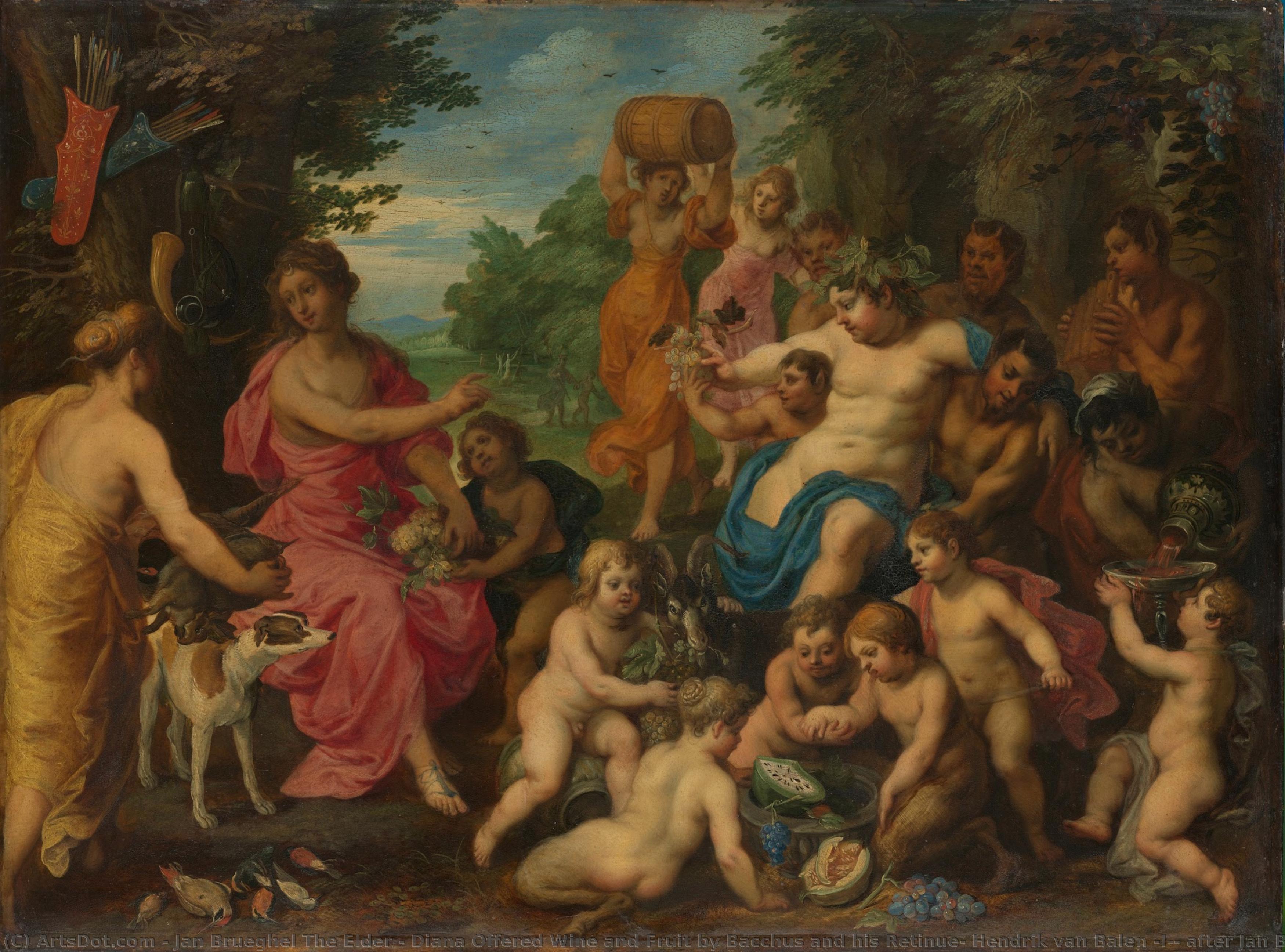 Diana Offered Wine And Fruit By Bacchus And His Retinue, Hendrik Van Balen (i), After Jan Brueghel (i), C. 1617 - 1625 — Jan Breigel Stariji