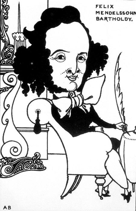 Caricature Of Felix Mendelssohn — Aubrey Vincent Beardsley