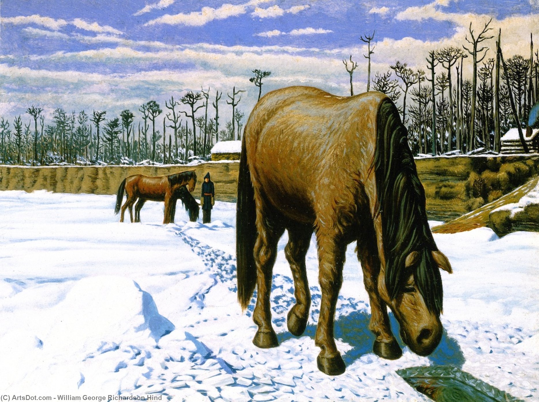 Horse Drinking At An Ice Hole — William George Richardson Hind
