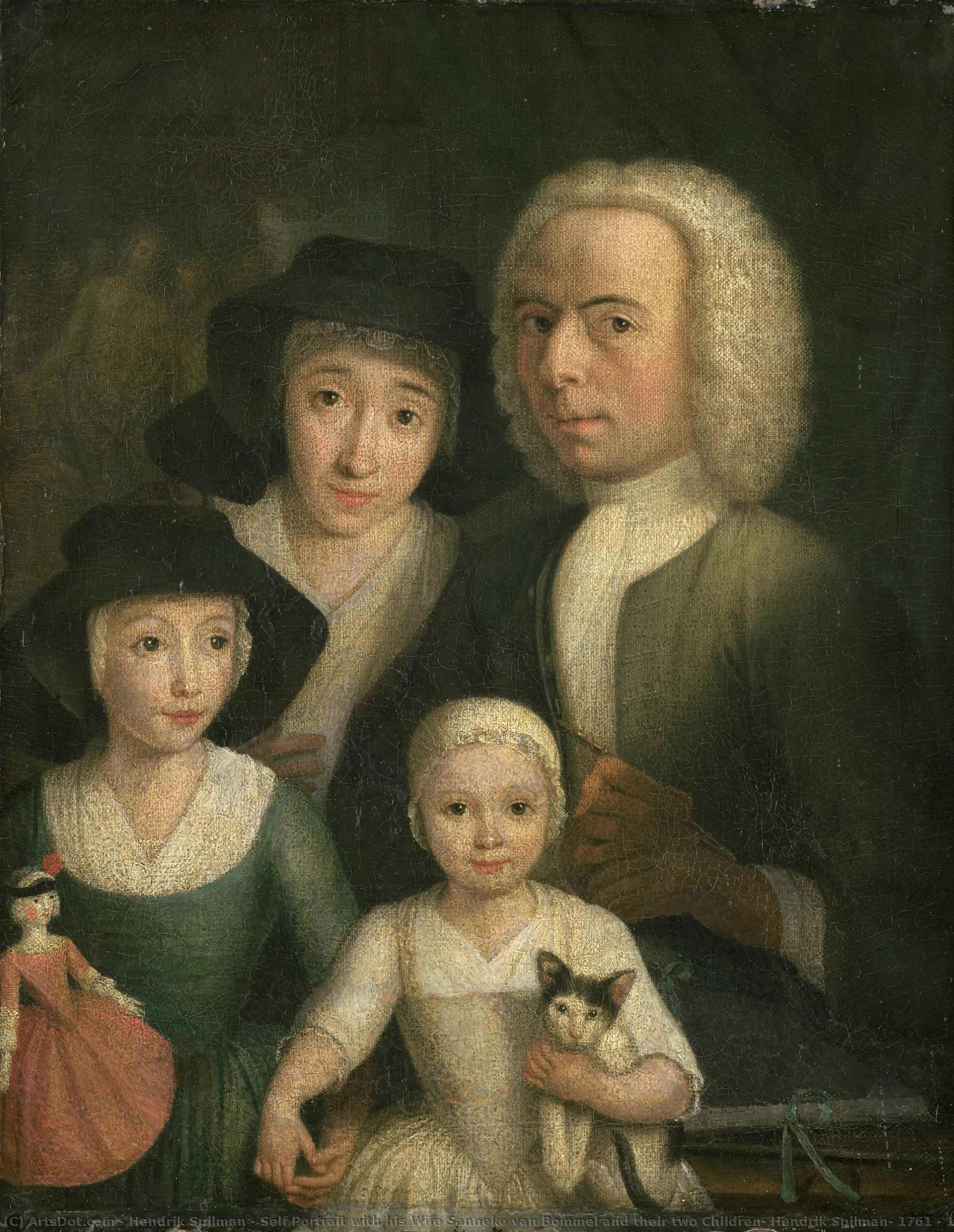 Self Portrait With His Wife Sanneke Van Bommel And Their Two Children, Hendrik Spilman, 1761 - 1784 — Hendrik Spilman