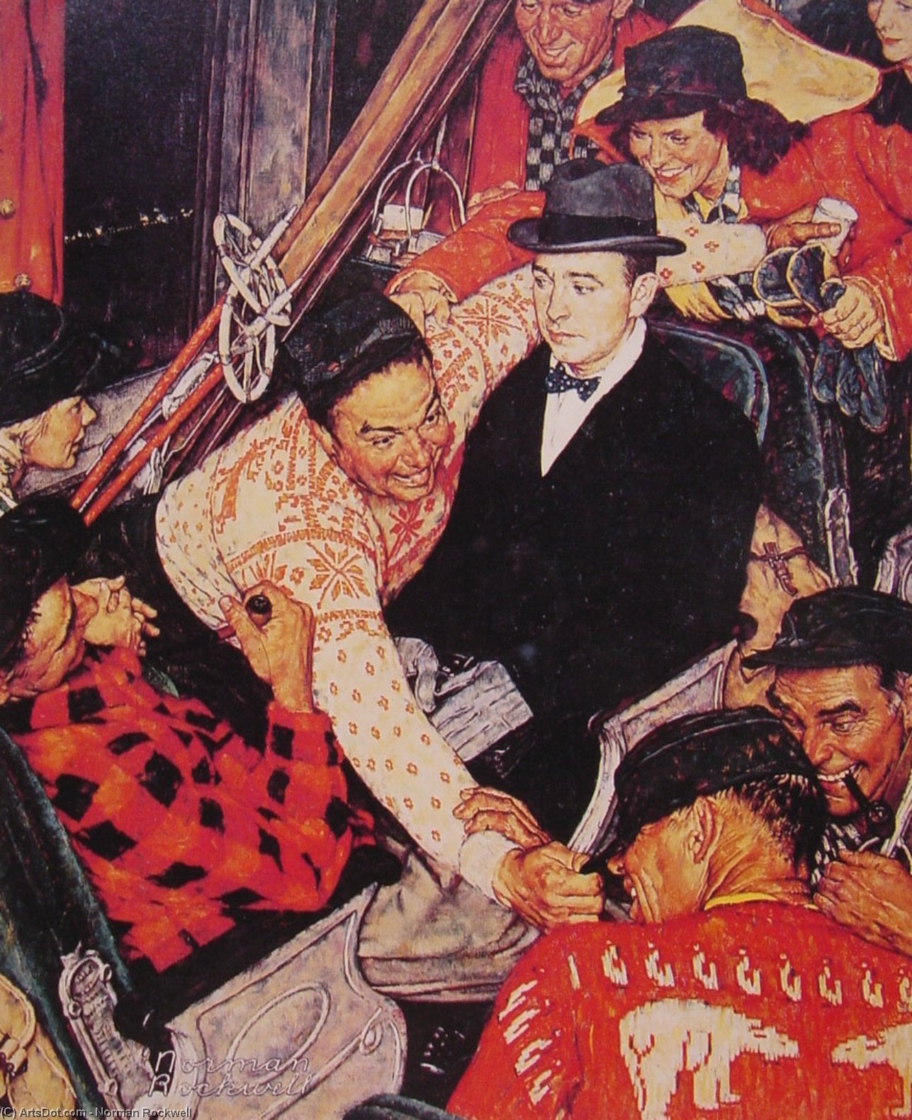 Skiers On A Train — Norman Rockwell