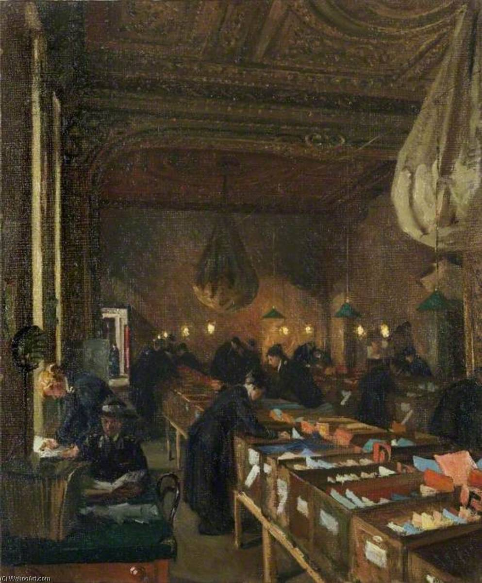 Devonshire House, 1918 Voluntary Aid Detachment Workers Filing Papers In The Ballroom — Clare Atwood