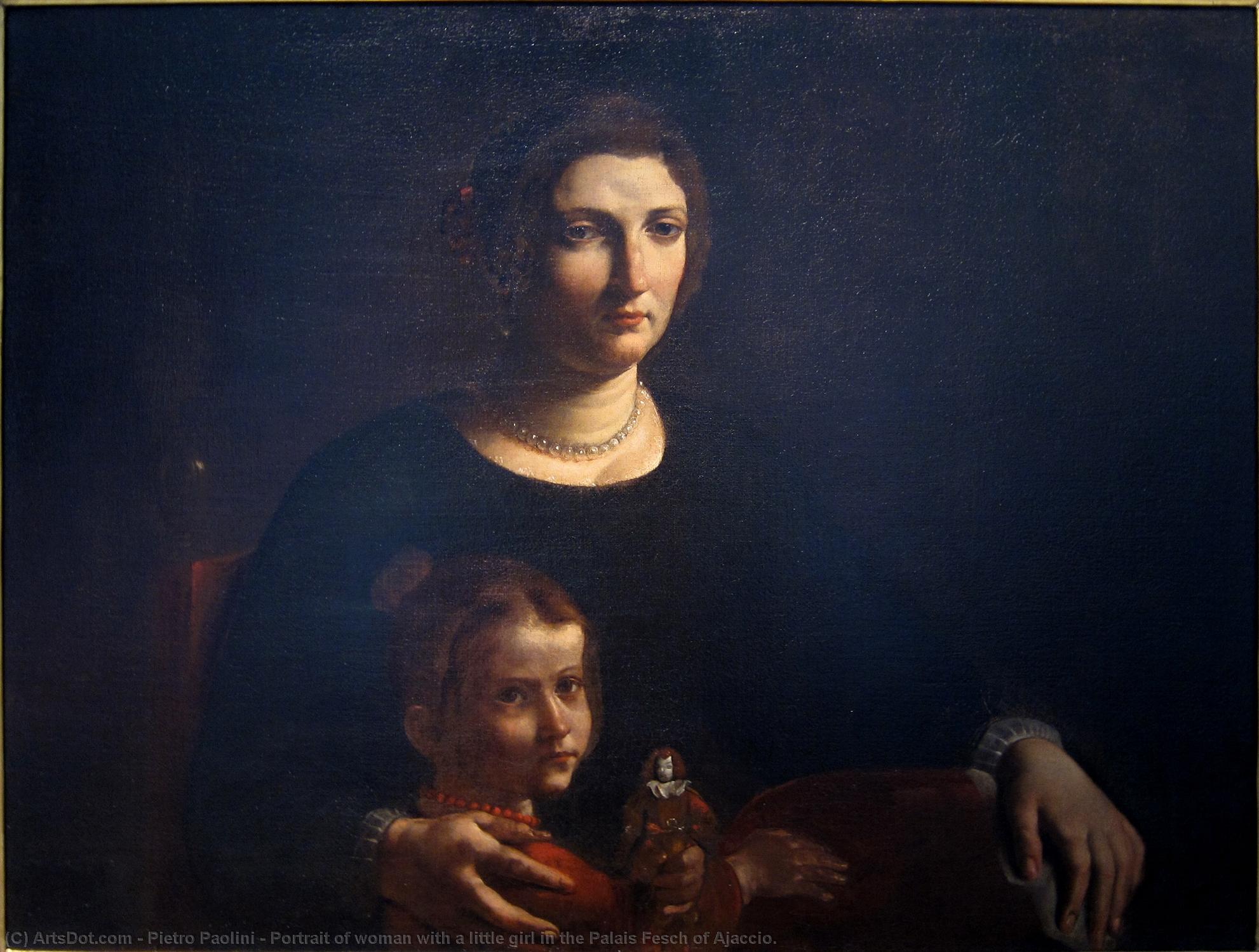 Portrait Of Woman With A Little Girl In The Palais Fesch Of Ajaccio. — Pietro Paolini