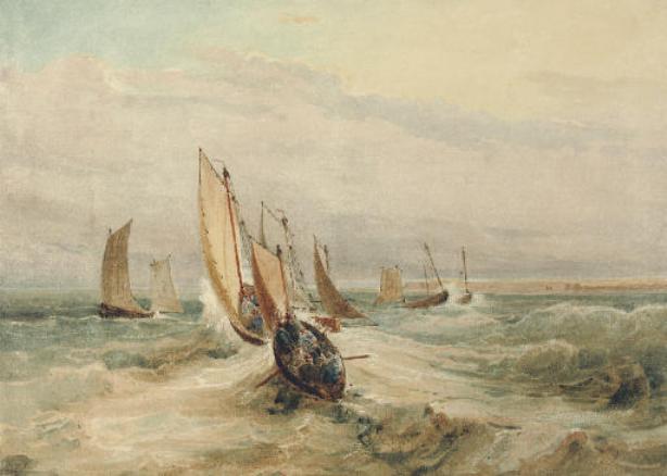 Fishing Boats In A Squall Off Fleet, Hampshire — David Cox