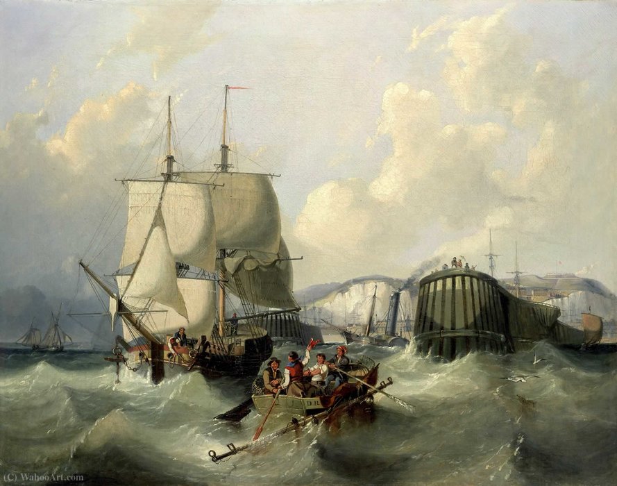 A Brig Leaving Dover — George The Elder Chambers