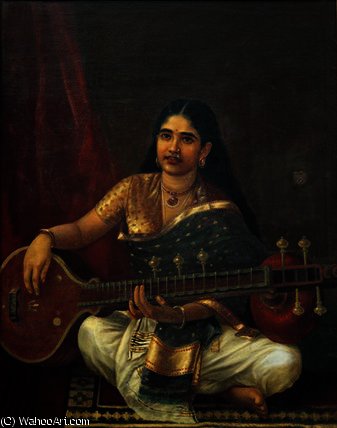 Young Woman With A Veena — Raja Ravi Varma