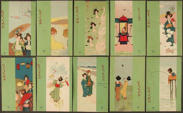 Geisha, Green — Raphael Kirchner
