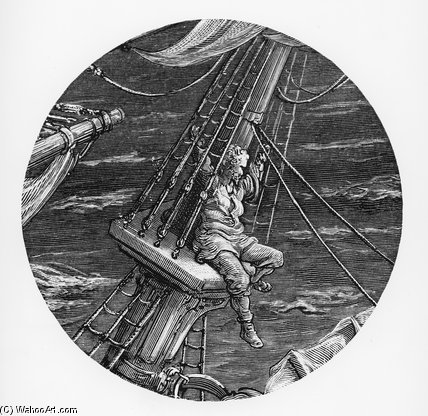 The Mariner Aloft In The Poop Of The Ship — Gustav Dore