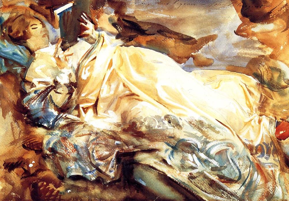 Mujer Leyendo Con Un Chal De Cachemira — John Singer Sargent
