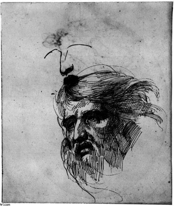 Head Of Bearded Man, Study Of His Features — George Romney
