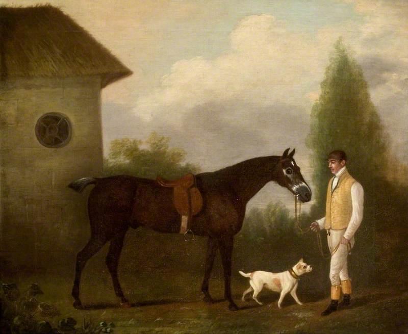 Groom Holding A Bay Horse — Clifton Tomson