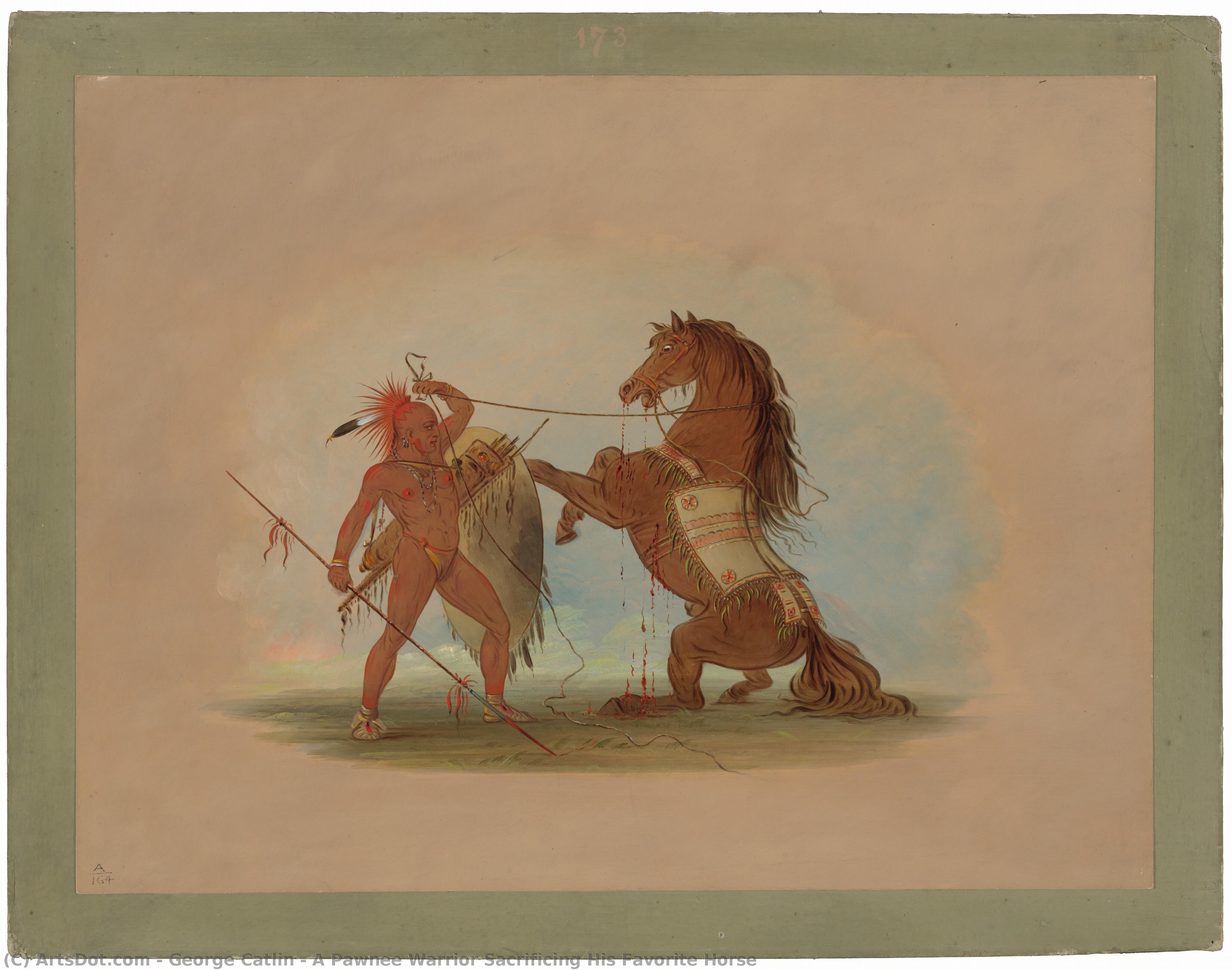 A Pawnee Warrior Sacrificing His Favorite Horse — George Catlin