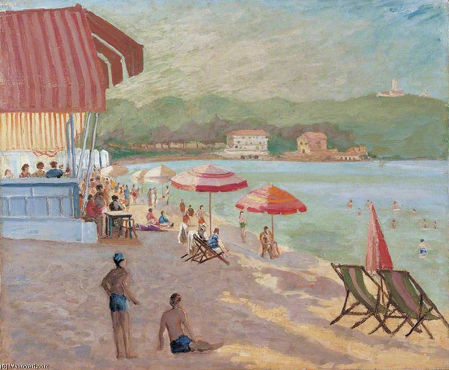 Beach Scene On The Riviera — Winston Spencer Churchill