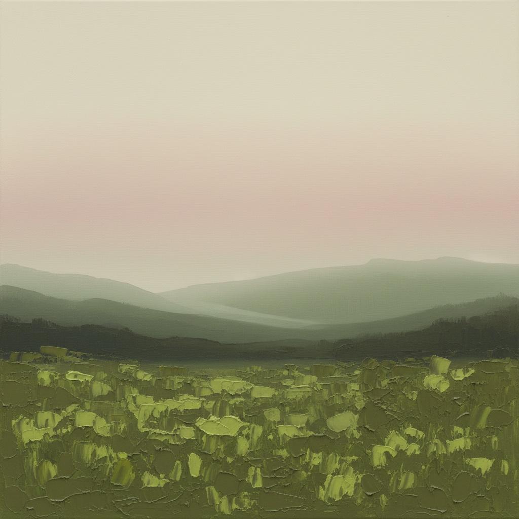 Ethereal Silhouettes In Sage And Rose: A Singular Monument Of Textured Serenity — Laurent Roche