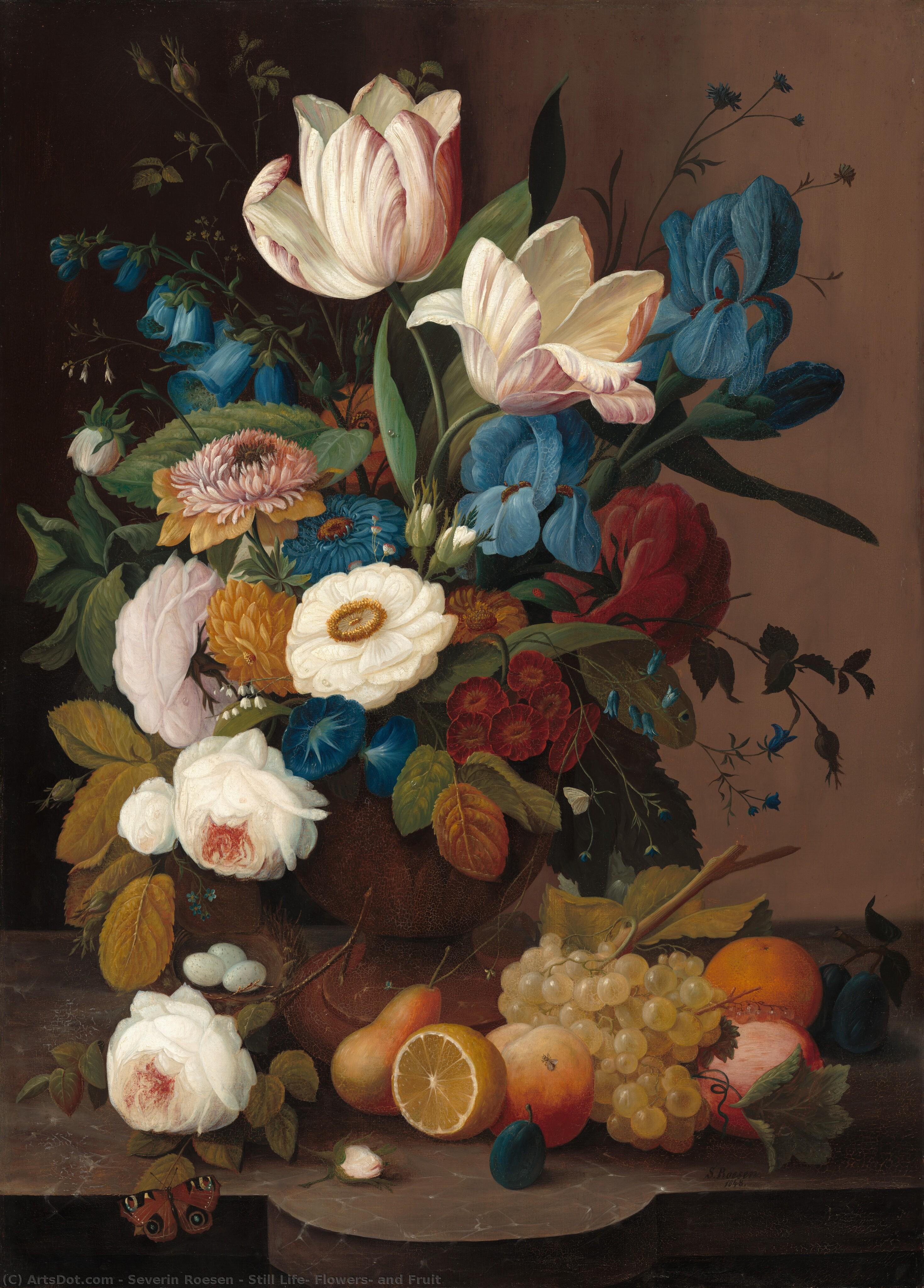 Still Life, Flowers, And Fruit — Северин Розен