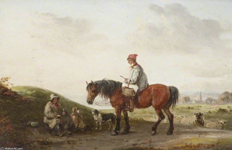 A Boy On Horseback Conversing With A Countryman At The Roadside — Edmund Bristow
