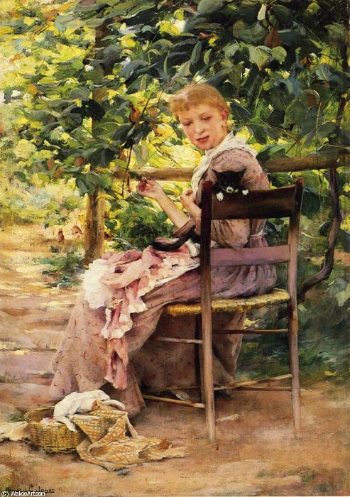 Sewing In The Garden — Francis Coates Jones