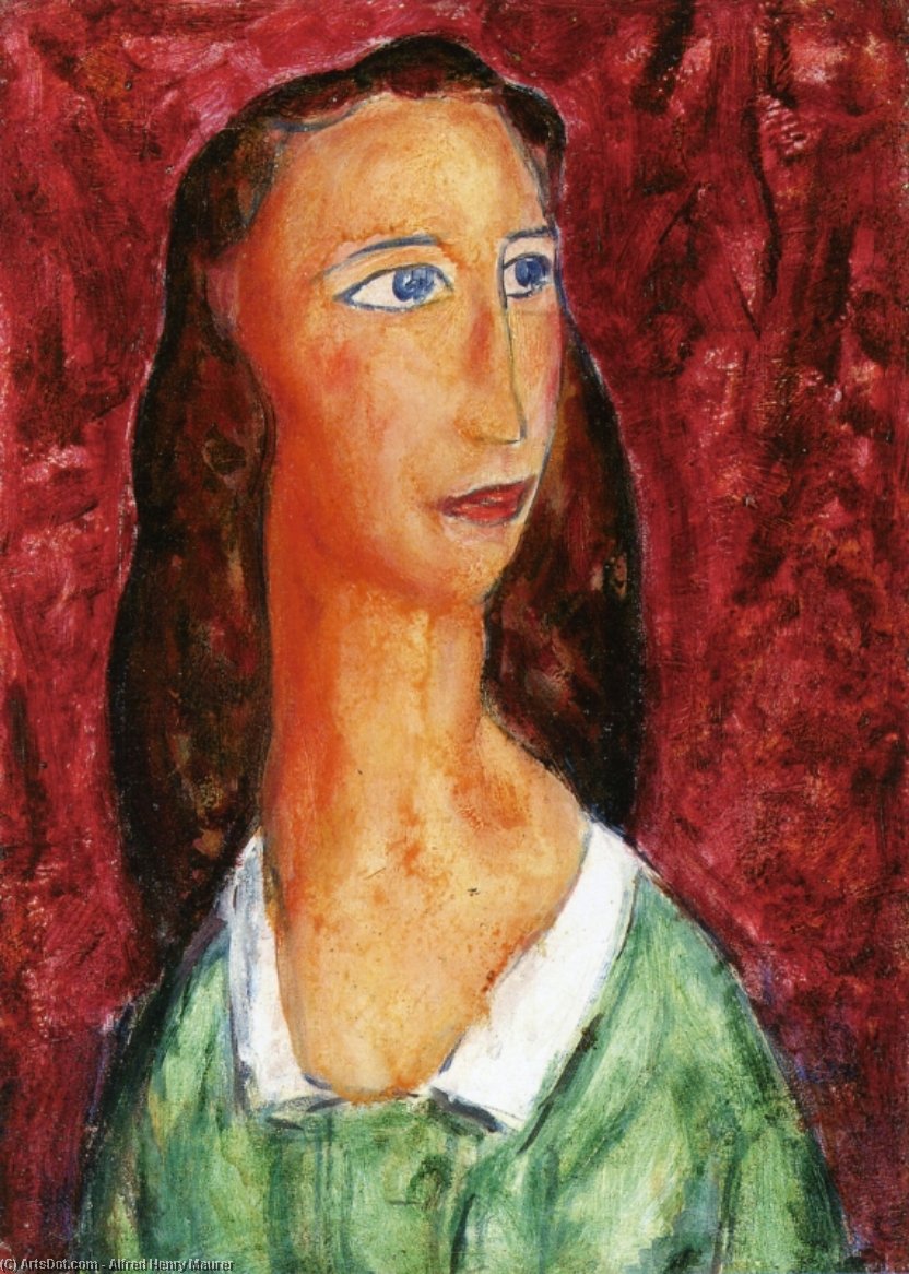 Woman In A Green Dress With White Collar — Alfred Henry Maurer