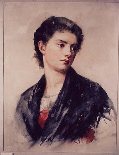 Girl In Grey Shawl, (painting) — Elizabeth Boott Duveneck