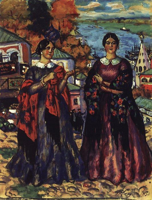 Two Merchant's Wifes — Boris Mikhailovich Kustodiev
