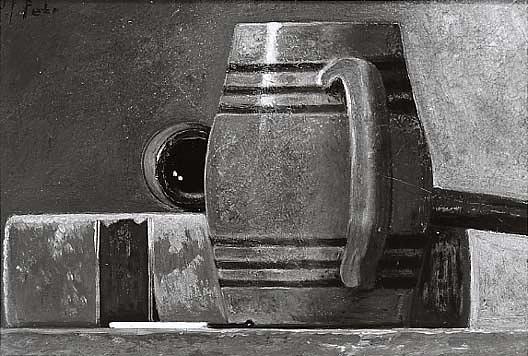 Salt Glazed Mug, Book, Pipe, Match, (painting) — John Frederick Peto