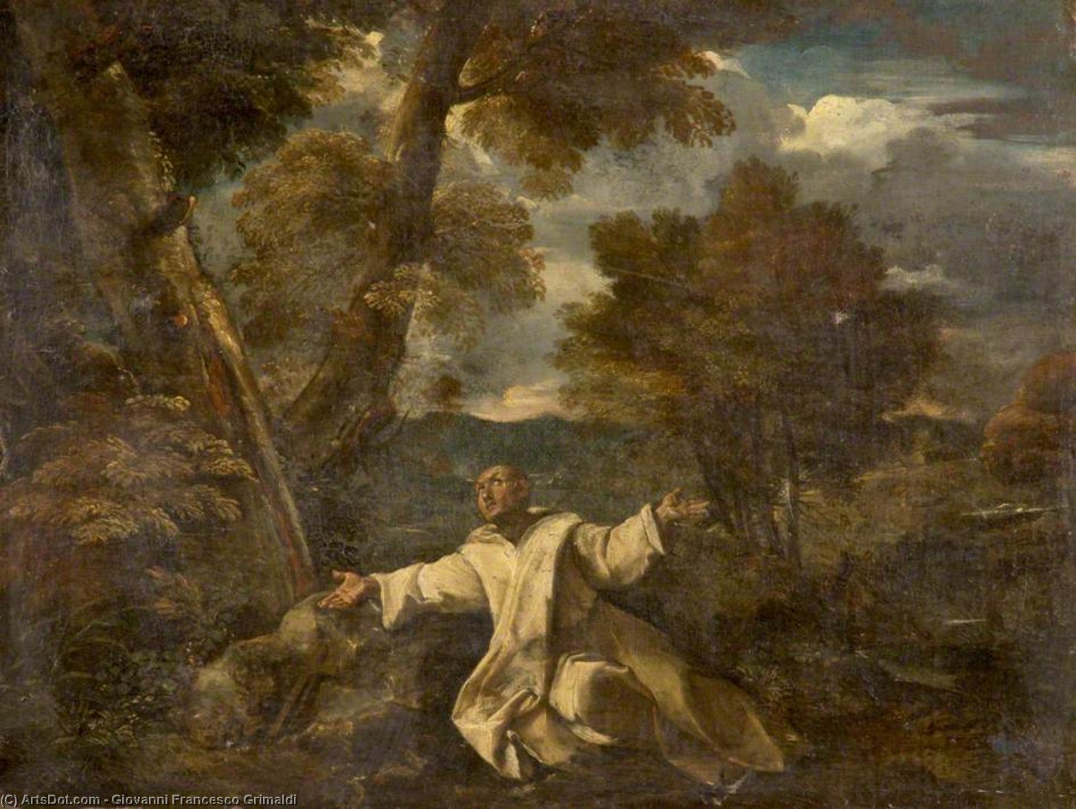 Saint Bruno In A Landscape — Giovanni Francesco Grimaldi