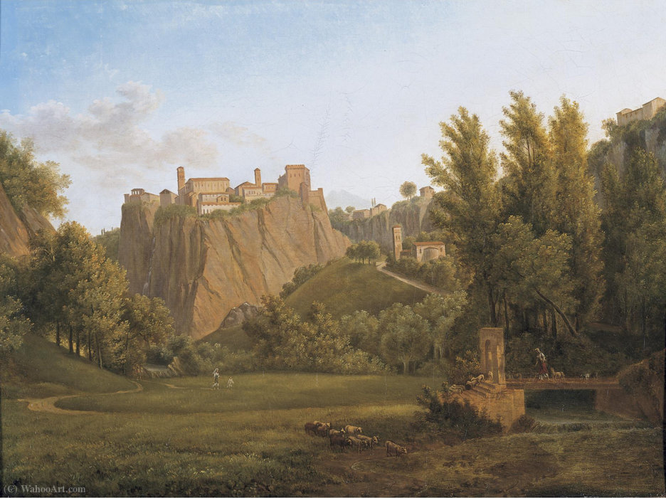 View Of The Waterfalls At Tivoli — Alexandre-hyacinthe Dunouy