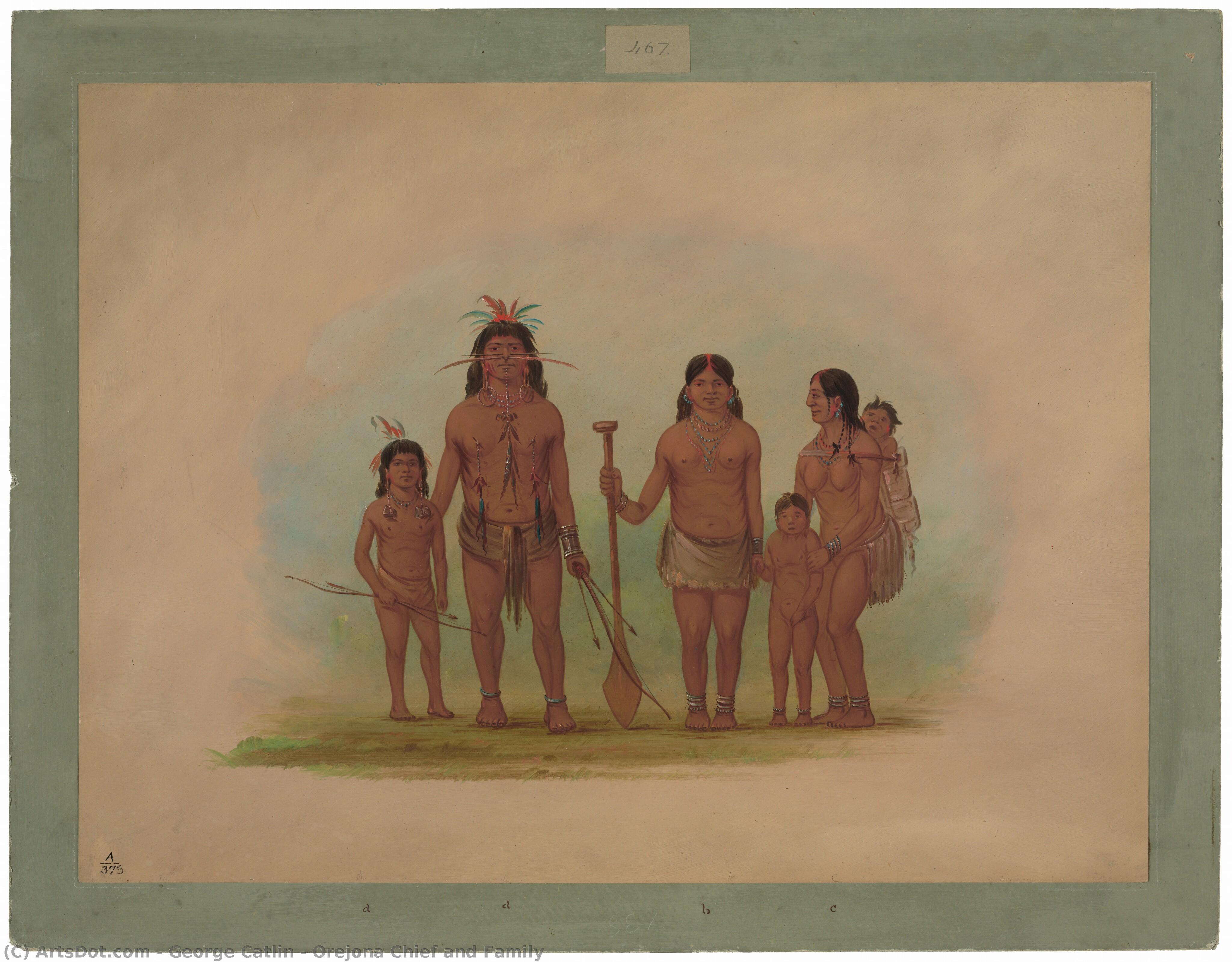 Orejona Chief And Family — George Catlin