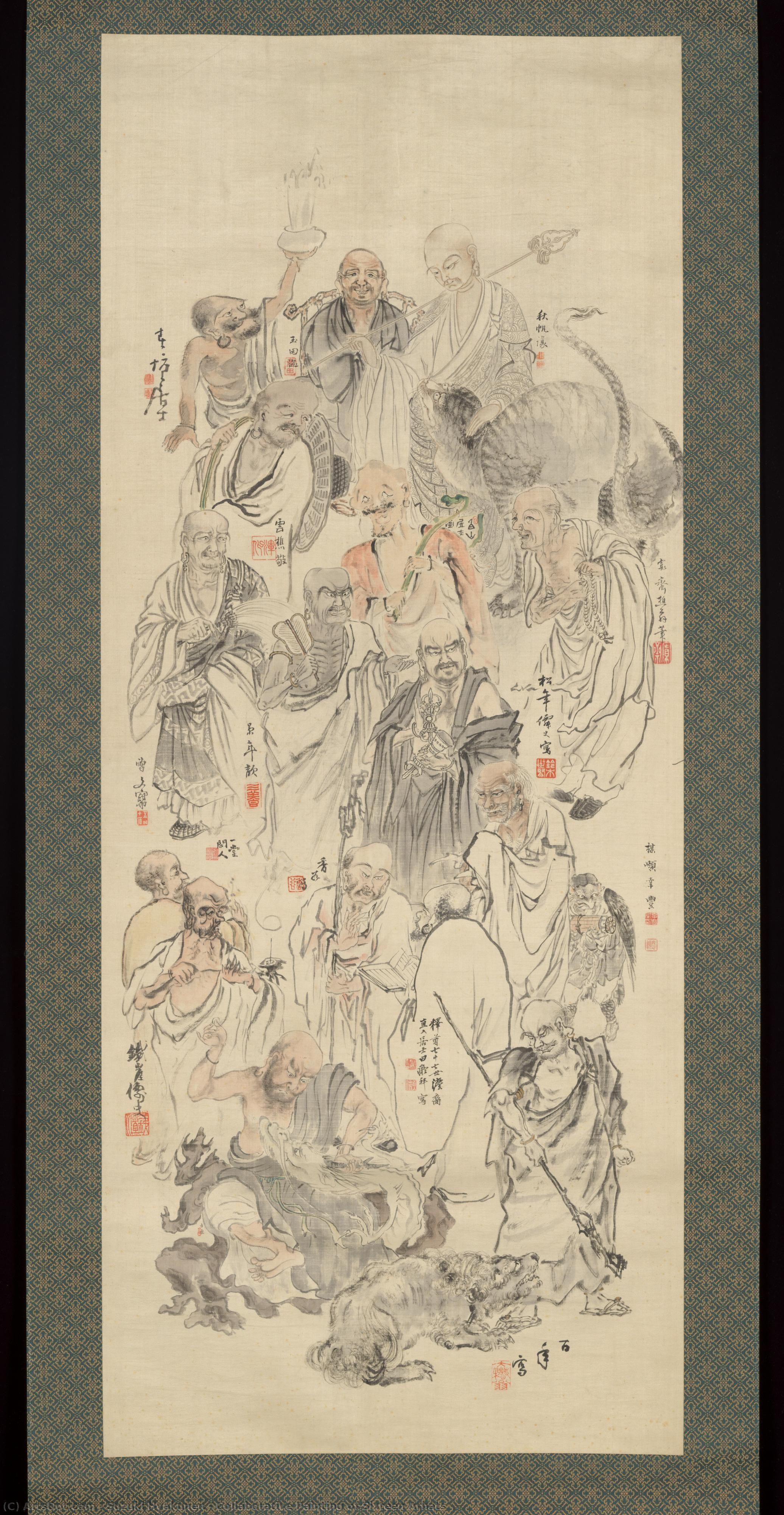 Collaborative Painting Of Sixteen Arhats — Suzuki Hyakunen