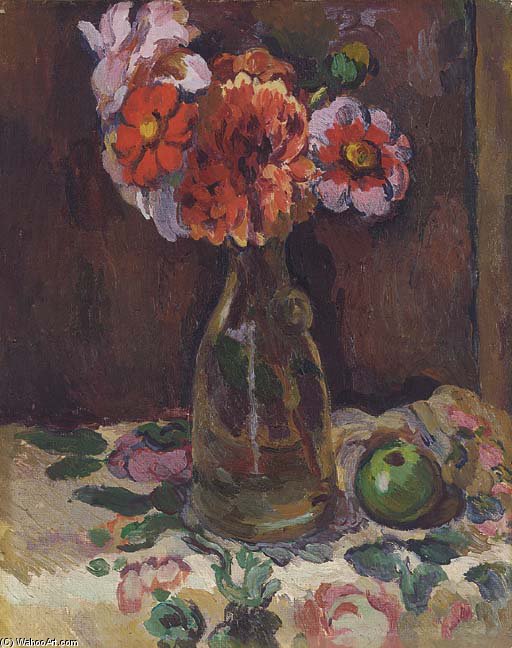 Still Life Of Flowers In A Carafe — Duncan Grant