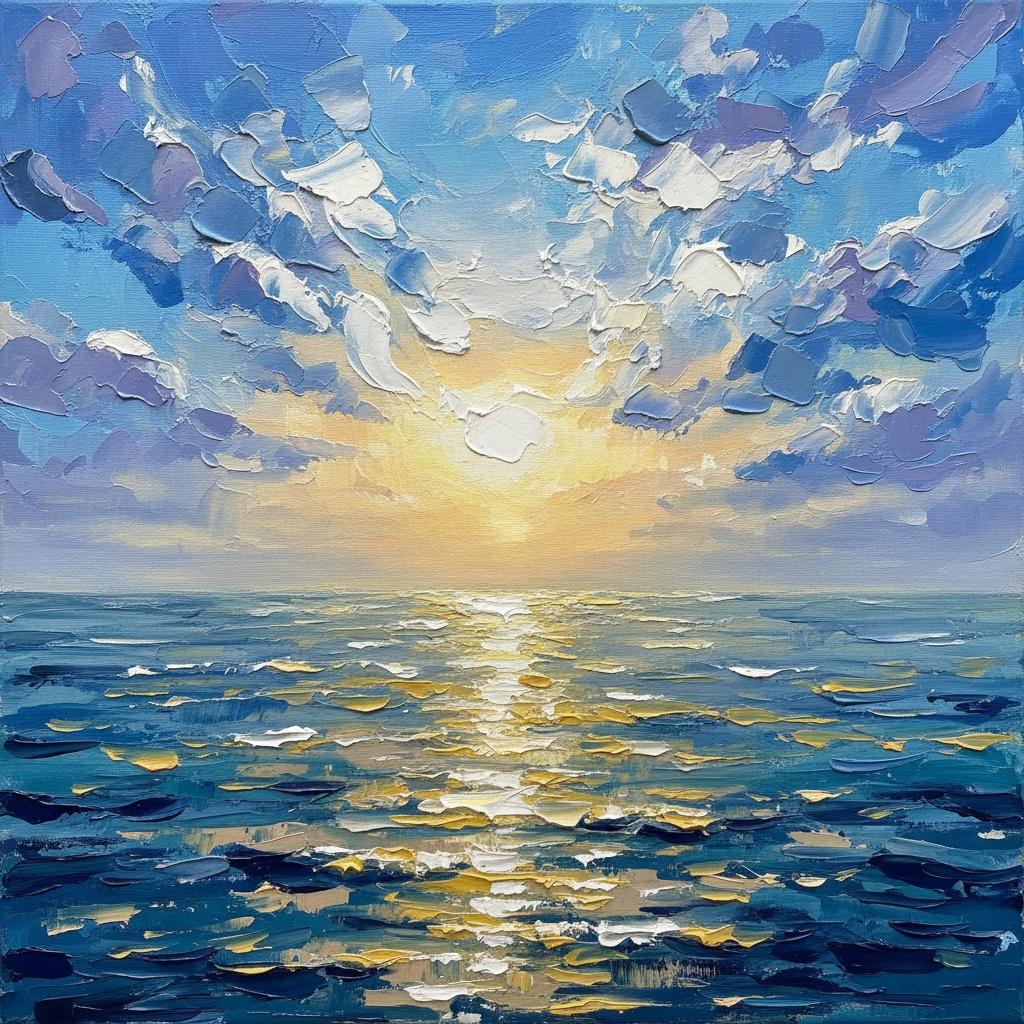 Strahlender Horizont: Eine Singuläre Impasto-studie Von Sonnenlicht Und Ozeanischer Gelassenheit — Christian Noiret